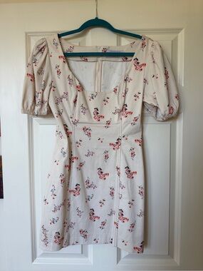 Finders Keepers Cream Mini Dress with Red Floral Print